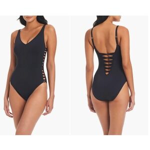 Bleu Rod Beattie Kore Cutout One Piece Swimsuit Black Sz 6 NWT